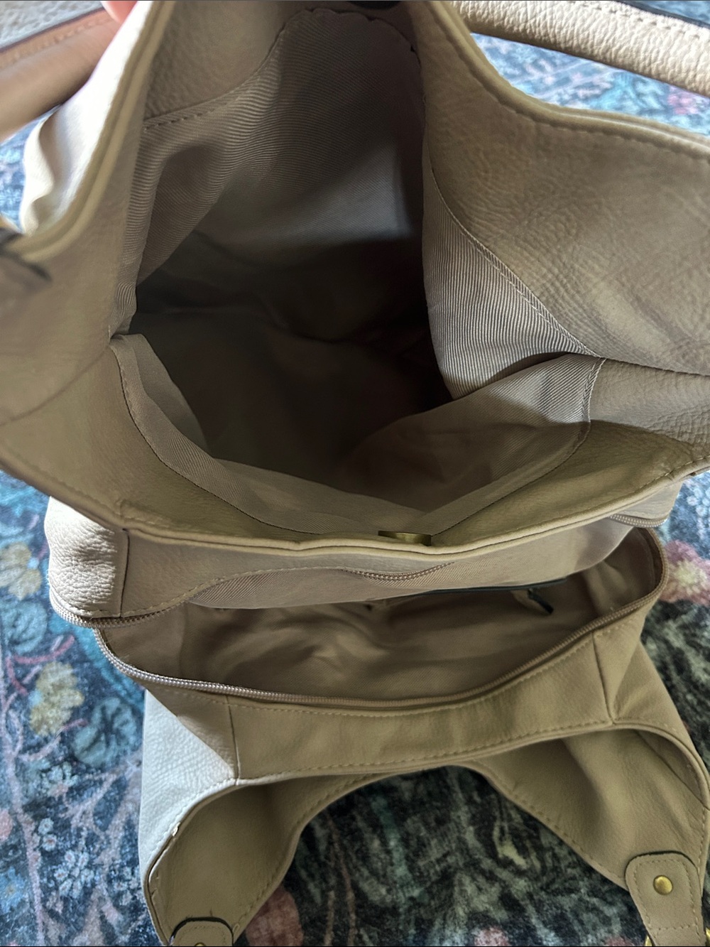 Y2K Merona Taupe Shoulder Hobo Bag with Buckle Accents - Picture 5 of 7